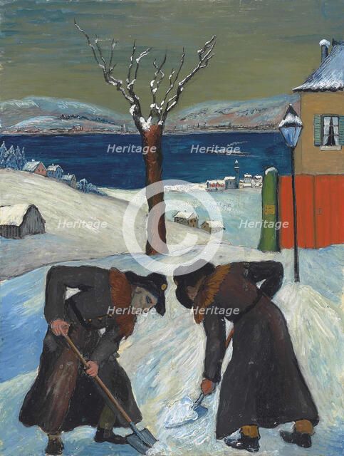 Snow Overnight, 1917-1918. Creator: Werefkin; Marianne; von (1860-1938).