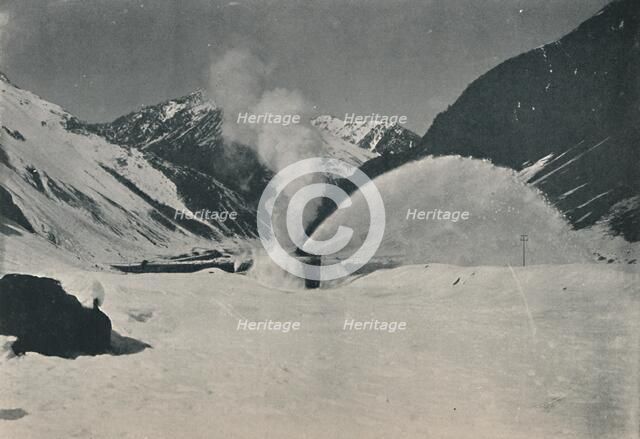 'Snow-Plough at Work Among The Andes', 1916. Artist: Unknown.