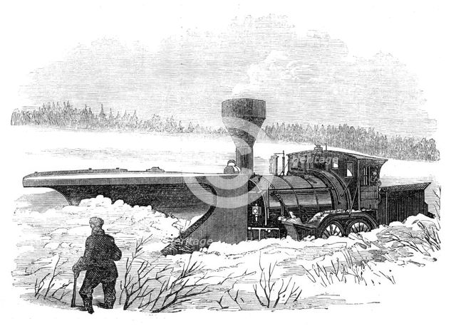 Snow-Plough on the Grand Trunk Railway of Canada, 1870. Creator: Unknown.