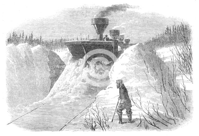 Snow-Plough on the Grand Trunk Railway of Canada, 1870. Creator: Unknown.