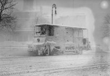 Snow plow during storm, New York, 1910. Creator: Bain News Service