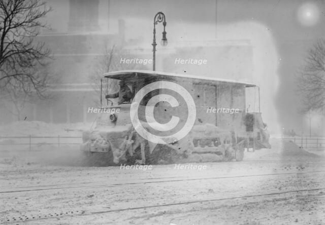 Snow plow during storm, New York, 1910. Creator: Bain News Service.