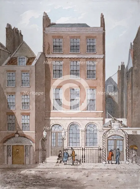 Snow's Banking House and Twining's tea merchants, Strand, Westminster, London, c1810. Artist: George Shepherd