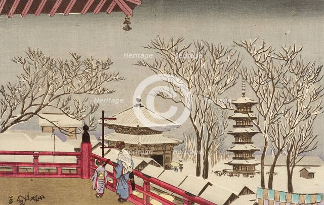 Snow Scene at Asakusa Temple, 1881. Creator: Kobayashi Kiyochika.