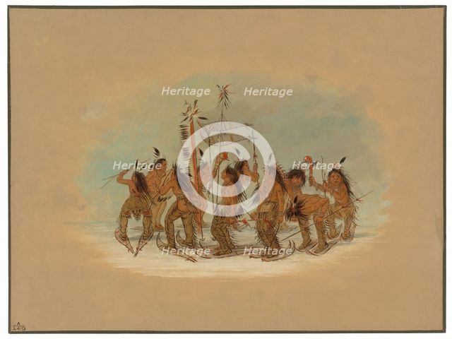 Snow Shoe Dance - Ojibbeway, 1861/1869. Creator: George Catlin.