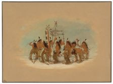 Snow Shoe Dance - Ojibbeway, 1861/1869. Creator: George Catlin