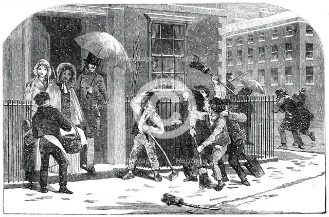 Snow-Sweepers - drawn by Foster, 1850. Creator: Edmund Evans.