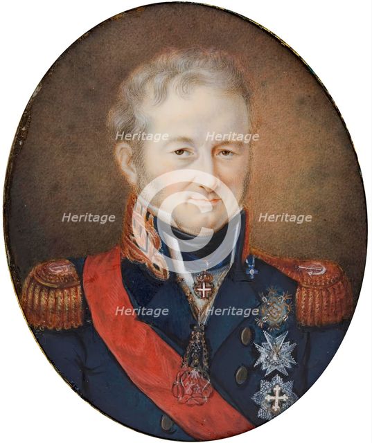 So-called portrait of Charles Felix of Savoy, King of Sardinia, 1821. Creator: Circle of Jean-Baptiste Isabey.