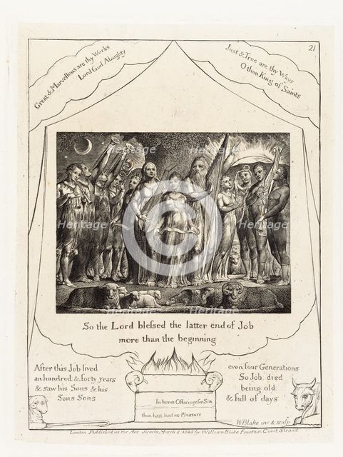 'So the Lord blessed the latter end of Job more than the beginning', 1825. Creator: William Blake.