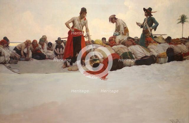 So the Treasure Was Divided. From "The Fate of a Treasure Town", 1905. Creator: Pyle, Howard (1853-1911).