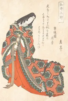 Sotoori-hime (early 5th century), One of the Three Gods of Poetry From the Spring Rai..., ca. 1820s. Creator: Gakutei