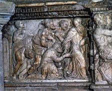 Sotobanco of the central altarpiece of the Cathedral of Santo Domingo de la Calzada. Santo Domi…
