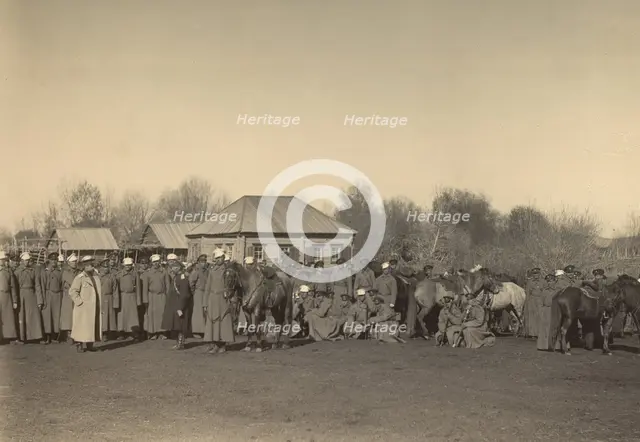 Sotnia (Cossack Cavalry Squadron) Camp in the Frontier Village of Kenderlyksk in the..., 1909. Creator: Nikolai Georgievich Katanaev.