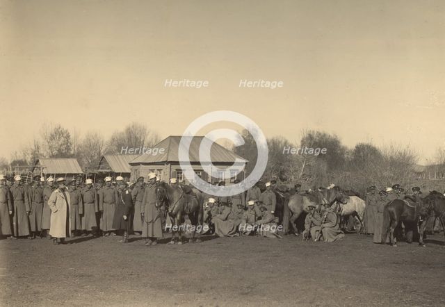 Sotnia (Cossack Cavalry Squadron) Camp in the Frontier Village of Kenderlyksk in the..., 1909. Creator: Nikolai Georgievich Katanaev.