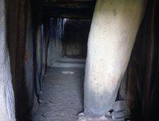 Soto dolmen, cave built in stone, view of the corridor with the chamber at the bottom