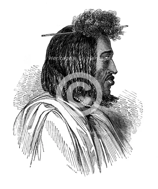 'Souakiny chief', 1848.Artist: Ebenezer Landells