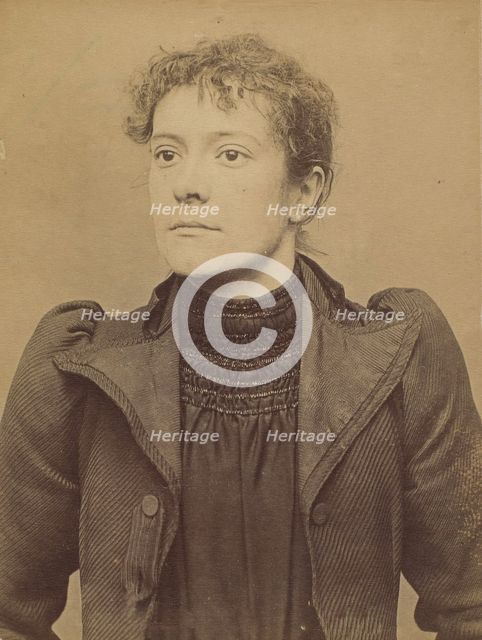 Soubrier. Annette (femme Chericotti). 28 ans, née à Paris Ille. Coutière. Anarchiste. 25/3..., 1894. Creator: Alphonse Bertillon.