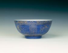 Souffle blue bowl with gilt decoration, Qing dynasty, Kangxi period, China, 1662-1722