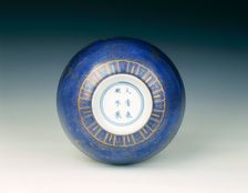 Souffle blue bowl with gilt decoration, Qing dynasty, Kangxi period, China, 1662-1722