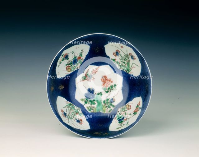 Souffle blue gilt ground bowl, Qing dynasty, China, after 1683. Creator: Unknown.