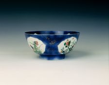 Souffle blue gilt ground bowl, Qing dynasty, China, after 1683. Creator: Unknown