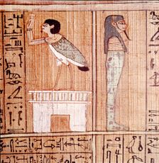 Soul-bird & Mummy, Book of the Dead, Egyptian Papyrus of Ani, Thebes, c1250BC