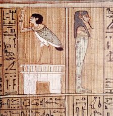 Soul-bird & Mummy, Book of the Dead, Egyptian Papyrus of Ani, Thebes, c1250BC