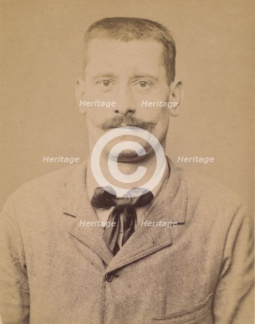 Soulage. Alphonse, Charles. 30 ans, né à Lyon. Menuisier. Anarchiste. 1/3/94., 1894. Creator: Alphonse Bertillon.