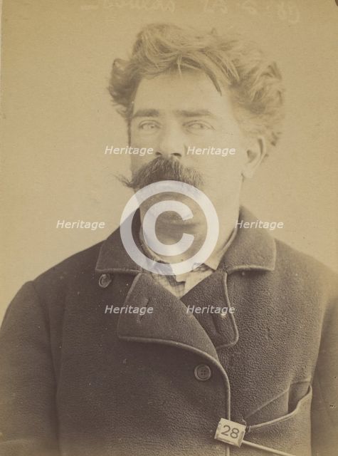 Soulas. Honoré, Jules. 33 ans, né à Chatillon le 10/12/55. Peintre en bâtiment. Anarchiste..., 1889. Creator: Alphonse Bertillon.