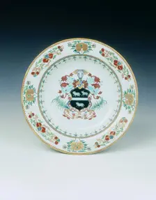 Soup plate with the arms of Lambton, Qing dynasty, China, c1735. Creator: Unknown