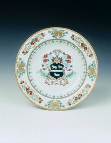 Soup plate with the arms of Lambton, Qing dynasty, China, c1735. Creator: Unknown