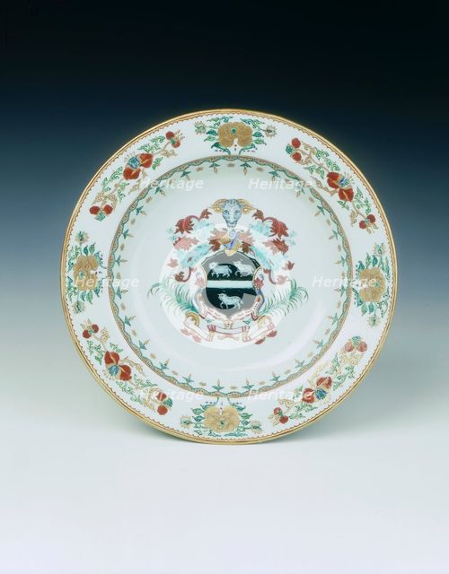 Soup plate with the arms of Lambton, Qing dynasty, China, c1735. Creator: Unknown.