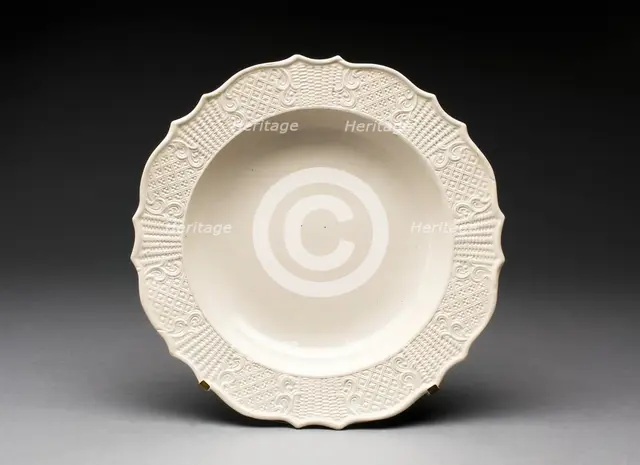 Soup Plate, Staffordshire, 1750/59. Creator: Staffordshire Potteries.