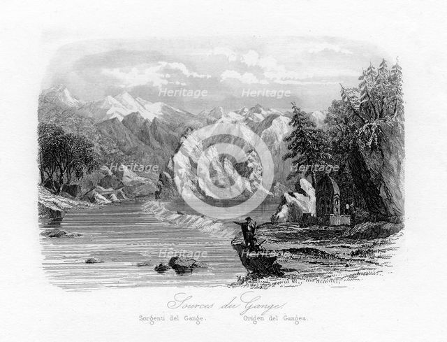 Source of the Ganges, India, c1840. Artist: N Remond