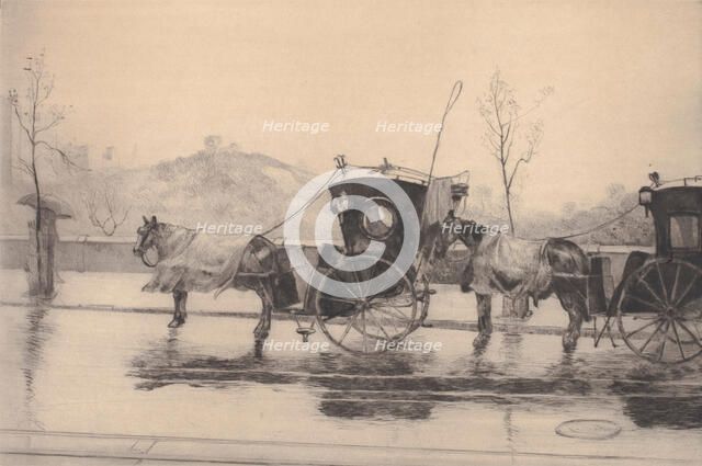 Sous la Pluie, 1906. Creators: Jean Francois Raffaelli, Jean-François Raffaëlli.