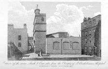 South and east sides of the Church of St Bartholomew-the-Less, City of London, 1834. Artist: Anon