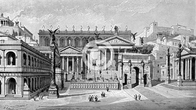 South and west sides of the Forum, Rome, (1902).Artist: C Hulsen
