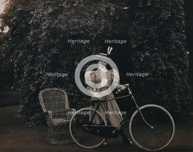 South Africa: Mrs Bell posing with her bicycle, 1896. Creator: Unknown.
