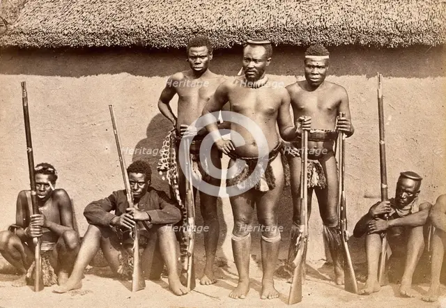South Africa: a group of Zulu men with rifles, 19th century. Creator: Unknown.