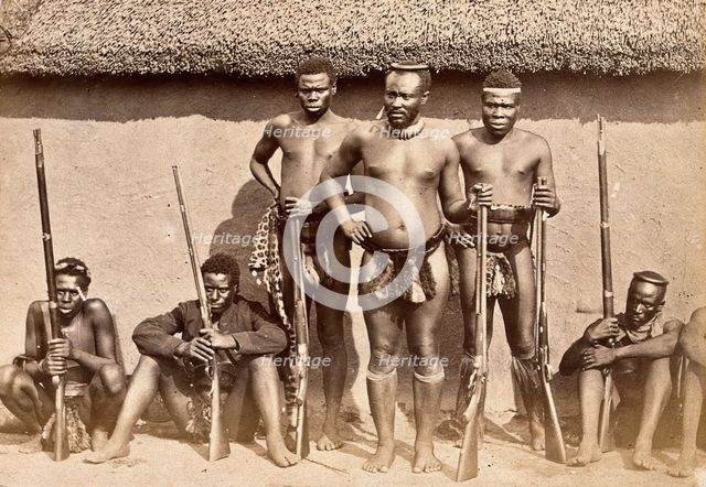 South Africa: a group of Zulu men with rifles, 19th century. Creator: Unknown.