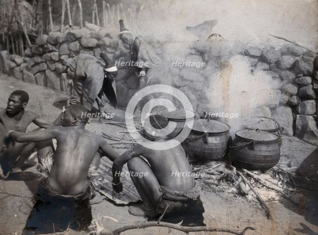 South Africa: African people at Chief Latumba's kraal near Zwarkop, 1905. Creator: Ernest Maylard.