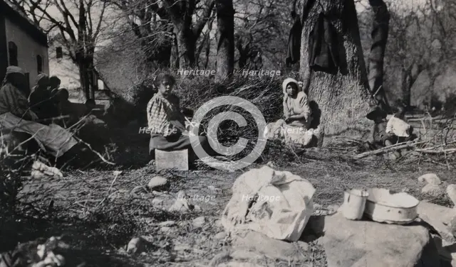 South Africa: African workers at a farm near Stellenbosch, 1905. Creator: Ada Cleland.