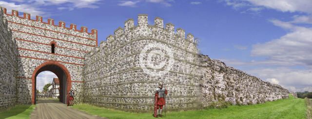South gate of Silchester Roman City Walls, c3rd century, (c1990-2010) Artist: Peter Urmston.