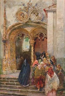 South Door of Matriz Church, Ponta Delgada c1899. Artist: Henry Sandham
