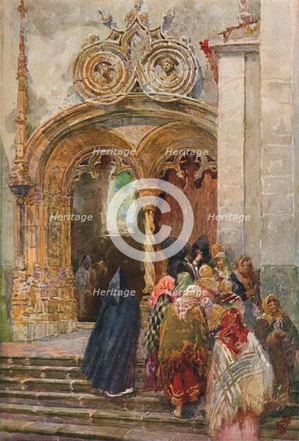 'South Door of Matriz Church, Ponta Delgada', c1899. Artist: Henry Sandham.