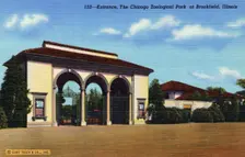 South entrance, Chicago Zoological Park, Brookfield, Illinois, USA, 1941