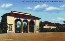 South entrance, Chicago Zoological Park, Brookfield, Illinois, USA, 1941