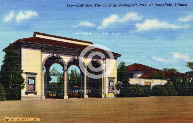 South entrance, Chicago Zoological Park, Brookfield, Illinois, USA, 1941. Artist: Unknown