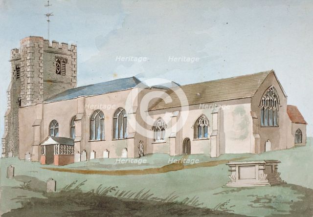 South-east view of All Saints Church, Edmonton, Enfield, London, 1800. Artist: Anon