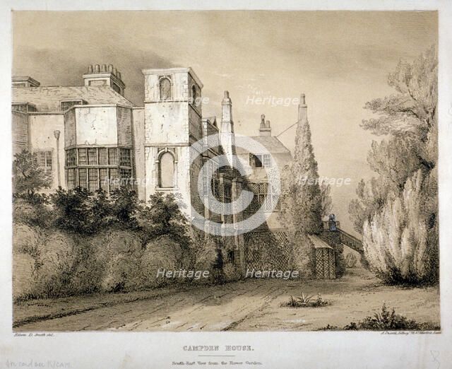 South-east view of Campden House, Kensington, London, c1850.            Creator: Alfred Ducôte.